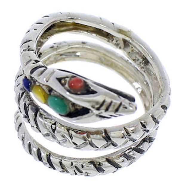 Multicolor Sterling Silver Snake Southwest Ring Size 5-3/4 MX23657