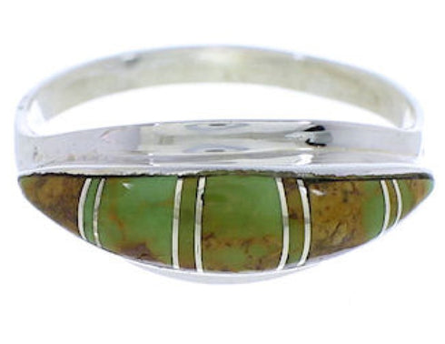 Southwest Jewelry Silver Turquoise Inlay Ring Size 6-3/4 MX22392