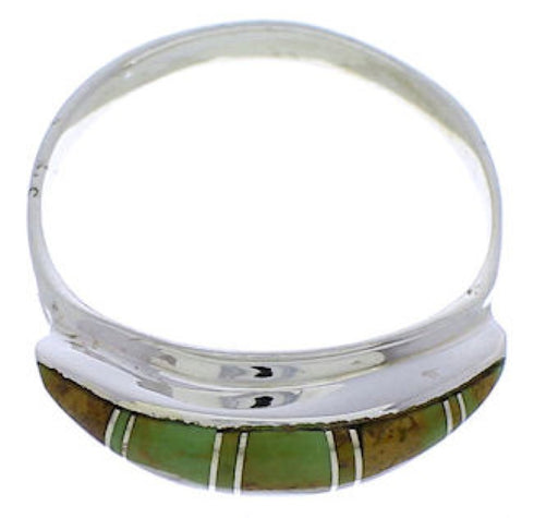 Southwest Jewelry Silver Turquoise Inlay Ring Size 6-3/4 MX22392