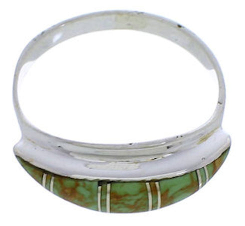 Sterling Silver Southwest Turquoise Inlay Ring Size 8-3/4 MX22402