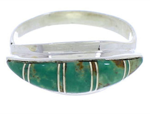 Turquoise Inlay Silver Jewelry Ring Size 8-3/4 MX22417