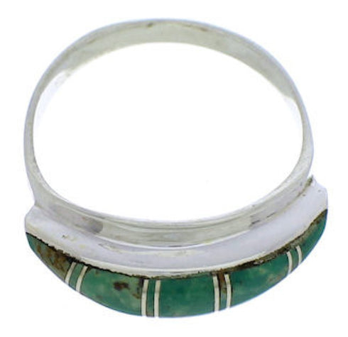 Turquoise Inlay Silver Jewelry Southwest Ring Size 5-1/4 MX22416