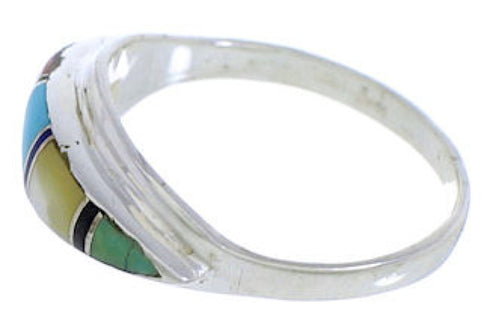 Multicolor Inlay Jewelry Silver Ring Size 7-1/2 MX23367