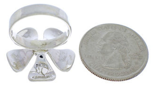 Flower Sterling Silver Turquoise Inlay Jewelry Ring Size 5 MX22490