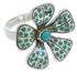 Southwest Turquoise Inlay Flower Genuine Sterling Silver Ring Size 6-3/4 RX88436
