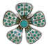 Sterling Silver Turquoise Inlay Flower Ring Size 6-1/2 RX88393