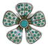 Turquoise Inlay Southwest Flower Silver Ring Size 7-1/4 MX22500