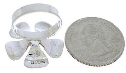 Flower Turquoise Inlay Southwest Silver Ring Size 8 MX22498