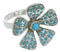 Turquoise Genuine Sterling Silver Southwestern Flower Ring Size 6 RX88416
