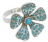 Turquoise Inlay Flower Sterling Silver Ring Size 7-1/2 RX88399