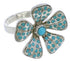 Genuine Sterling Silver Turquoise Flower Ring Size 7 RX88395