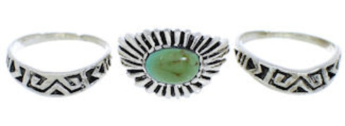 Genuine Silver And Turquoise Stackable Ring Set Size 7-1/4 UX33423