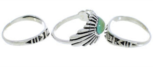 Genuine Silver And Turquoise Stackable Ring Set Size 7-1/4 UX33423