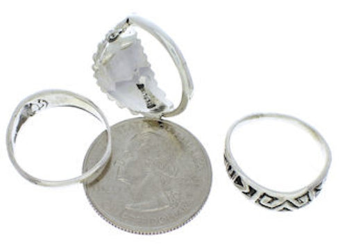 Genuine Silver And Turquoise Stackable Ring Set Size 7-1/4 UX33423