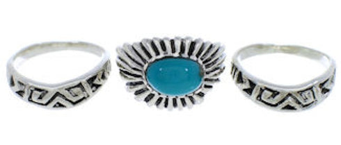 Southwest Turquoise And Silver Stackable Ring Set Size 5-1/2 UX33425