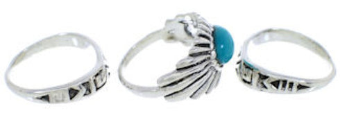 Southwest Turquoise And Silver Stackable Ring Set Size 5-1/2 UX33425