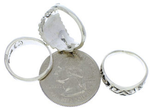 Southwest Turquoise And Silver Stackable Ring Set Size 5-1/2 UX33425