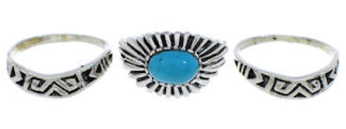 Sterling Silver And Turquoise Stackable Ring Set Size 8-1/2 UX33440