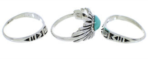 Turquoise And Sterling Silver Stackable Ring Set Size 8-1/4 UX33444