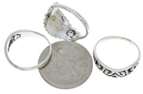 Turquoise Genuine Silver Stackable Ring Set Size 5 UX33446