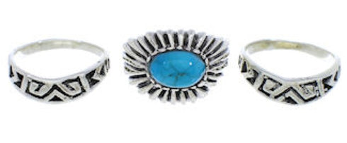 Turquoise Silver Stackable Ring Set Size 8-3/4 UX33456