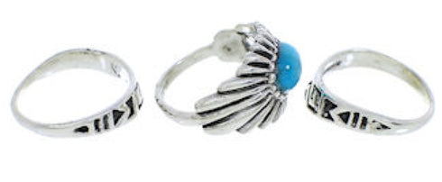 Turquoise Silver Stackable Ring Set Size 8-3/4 UX33456