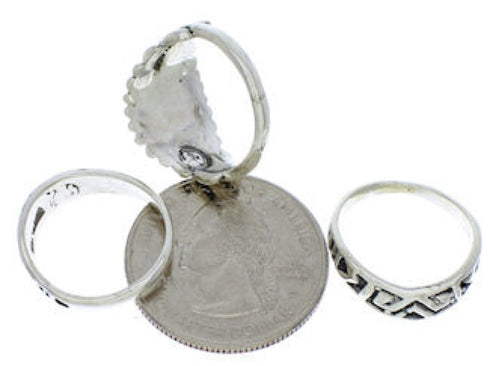 Stackable Sterling Silver And Turquoise Ring Set Size 8-1/4 UX33455