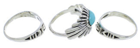 Southwest Silver Turquoise Stackable Ring Set Size 7-1/4 UX33458
