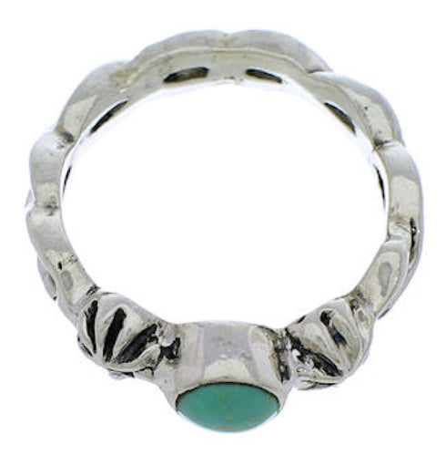Southwest Sterling Silver And Turquoise Ring Size 7-1/2 UX33536