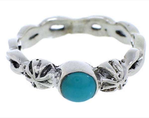 Southwestern Genuine Sterling Silver And Turquoise Ring Size 8-1/4 YX81462