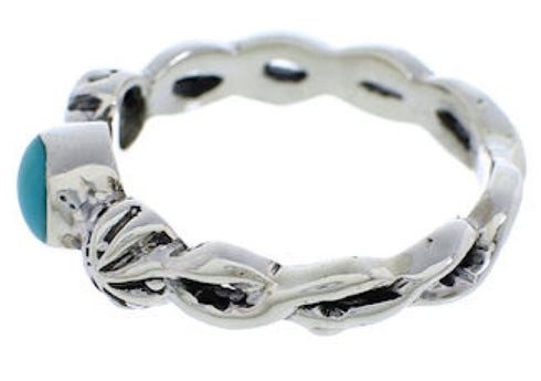 Genuine Sterling Silver And Turquoise Jewelry Ring Size 6-3/4 UX33584