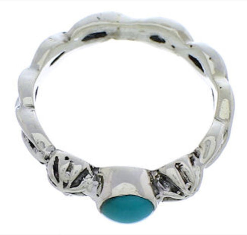 Southwestern Sterling Silver Turquoise Ring Size 5-3/4 YX81420
