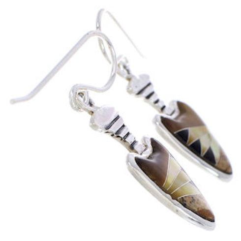 Tiger Eye And Multicolor Silver Arrowhead Earrings EX32705