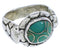 Southwestern Genuine Sterling Silver Turquoise Ring Size 6 WX39346