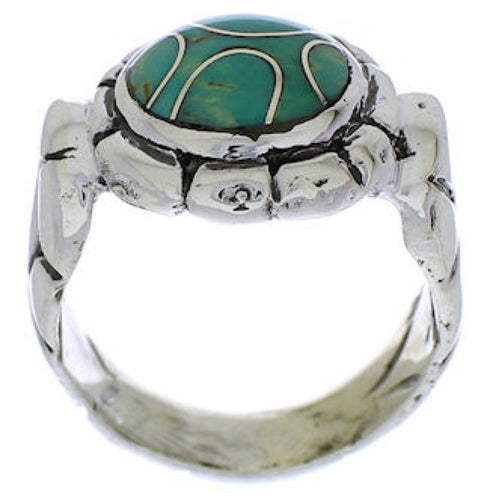 Southwestern Genuine Sterling Silver Turquoise Ring Size 6 WX39346