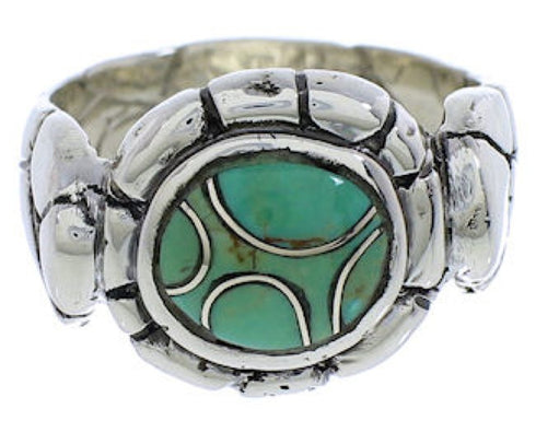 Turquoise Inlay Authentic Sterling Silver Ring Size 6 WX39462