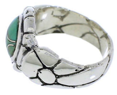 Turquoise Inlay Authentic Sterling Silver Ring Size 6 WX39462