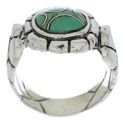 Turquoise Inlay Sterling Silver Ring Size 6-1/2 WX39458