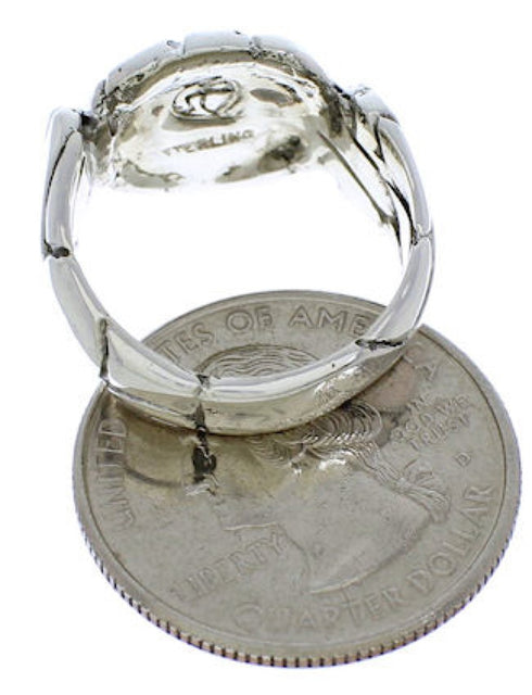 Turquoise Inlay Authentic Sterling Silver Ring Size 6 WX39462