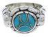 Turquoise Inlay Southwestern Silver Ring Size 7-3/4 WX39491