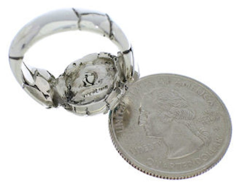 Silver Southwestern Turquoise Inlay Jewelry Ring Size 6-1/4 WX39501