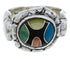 Sterling Silver Multicolor Inlay Ring Size 5-1/4 WX39506