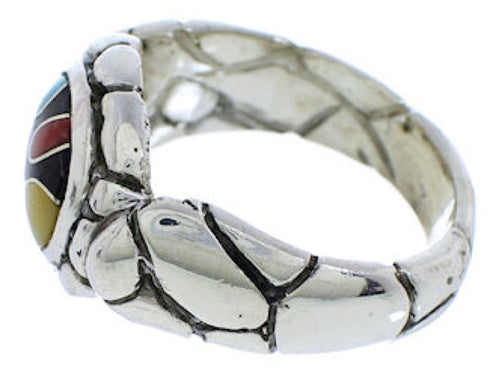 Multicolor Inlay Sterling Silver Ring Size 8 WX39509