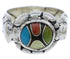 Authentic Sterling Silver Multicolor Inlay Ring Size 6-3/4 WX39514