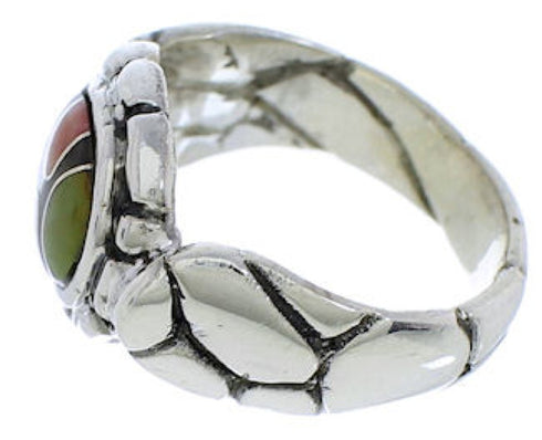 Authentic Sterling Silver Multicolor Inlay Ring Size 6-3/4 WX39514