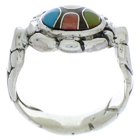 Authentic Sterling Silver Multicolor Inlay Ring Size 6-3/4 WX39514