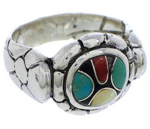 Authentic Sterling Silver Multicolor Ring Size 6-3/4 WX39519