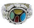 Genuine Sterling Silver Multicolor Inlay Jewelry Ring Size 8 WX39528