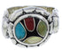 Multicolor Inlay Sterling Silver Southwest Ring Size 8-1/2 WX39557