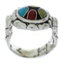 Multicolor Inlay Sterling Silver Southwest Ring Size 8-1/2 WX39557